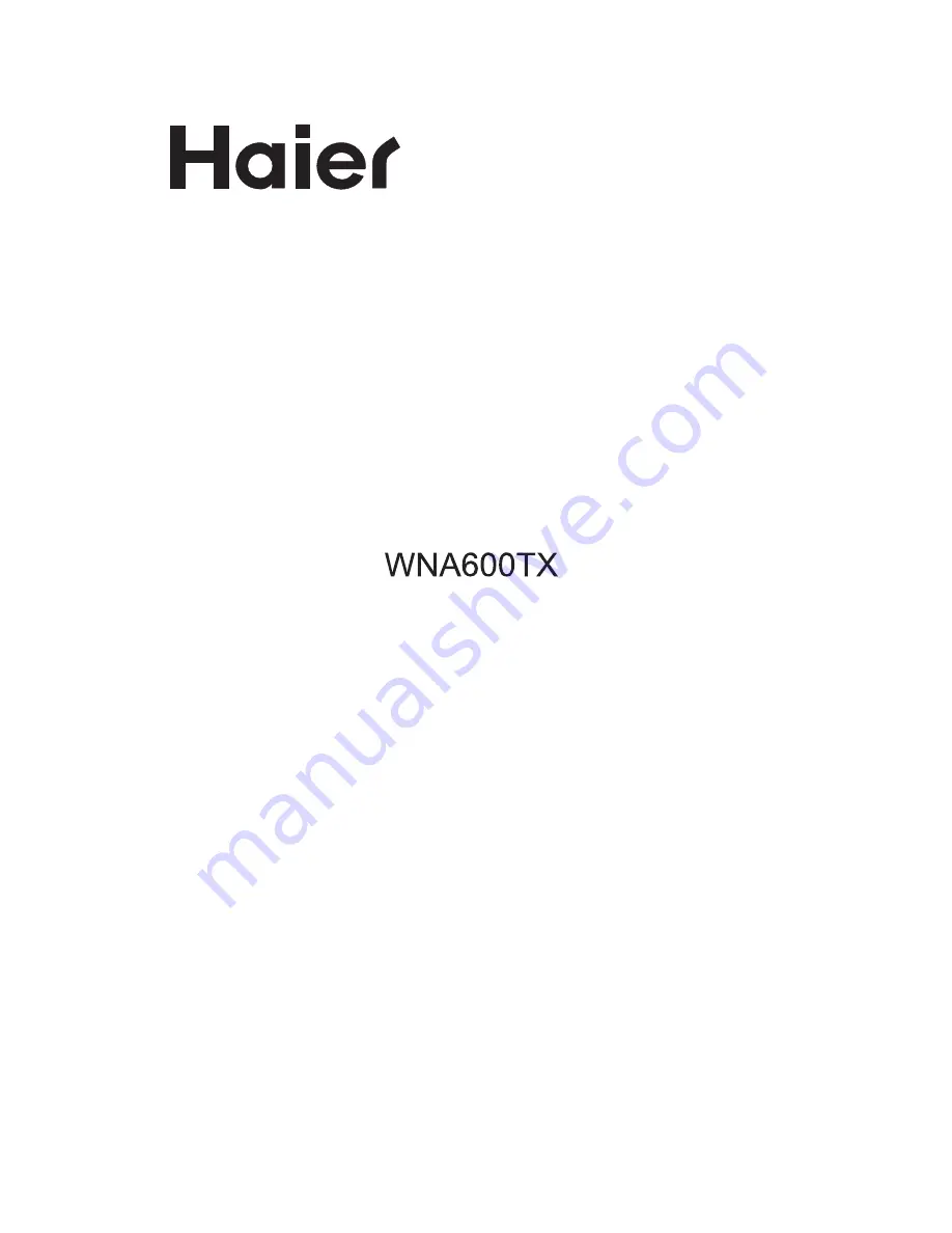 Haier WNA600TX Instructions For Installation And Operation Manual Download Page 1