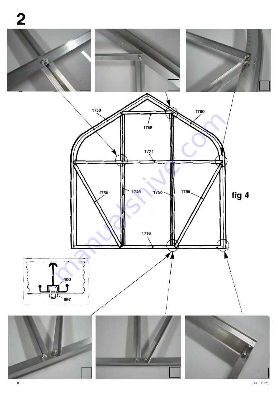 Halls Curved Greenhouse 46 Assembly Instructions Manual Download Page 8