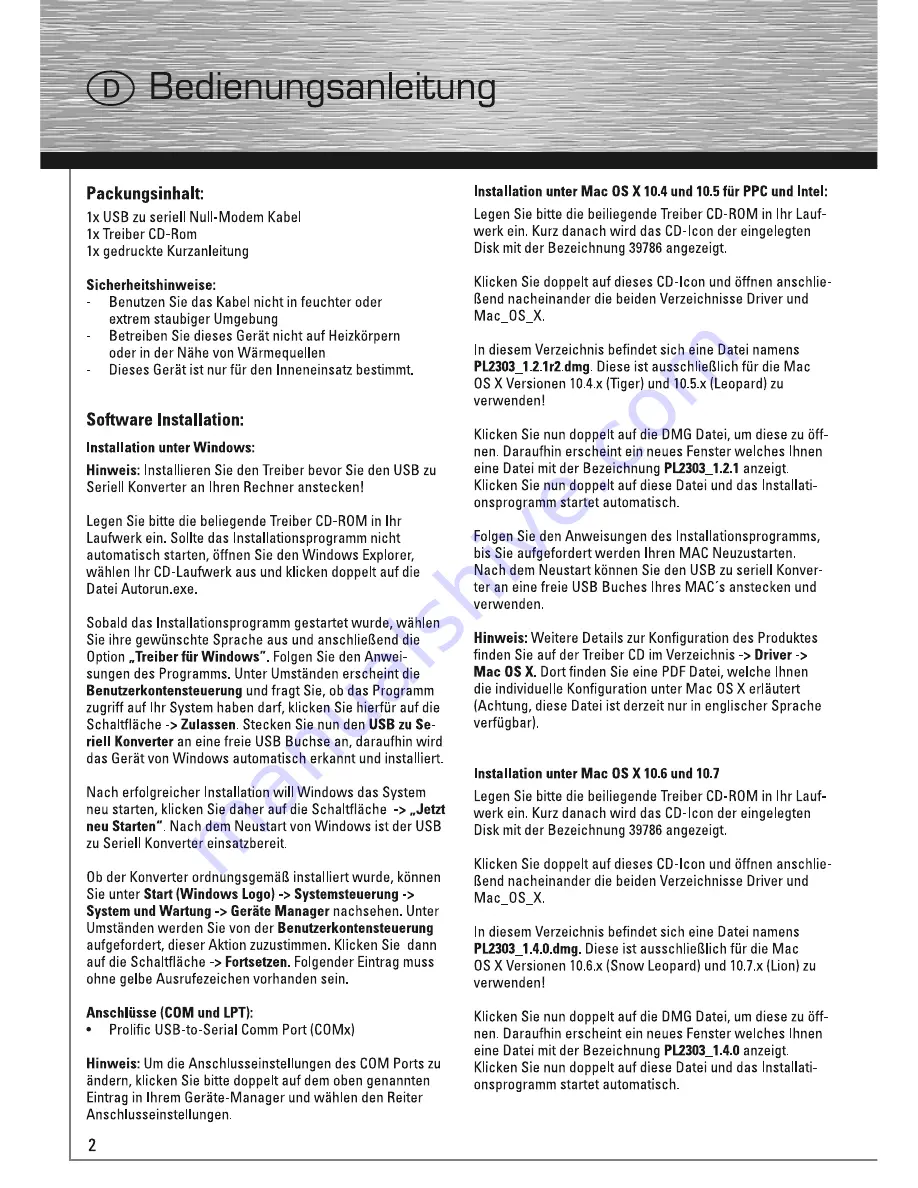 Hama 00039786 Operating Instructions Manual Download Page 2