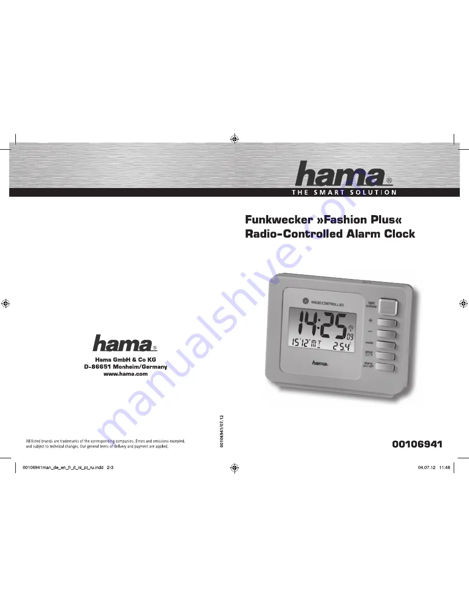 Hama 106941 Operating Instructions Manual Download Page 1