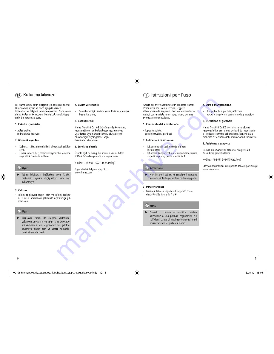 Hama Universal Stand Operating Instructions Manual Download Page 7