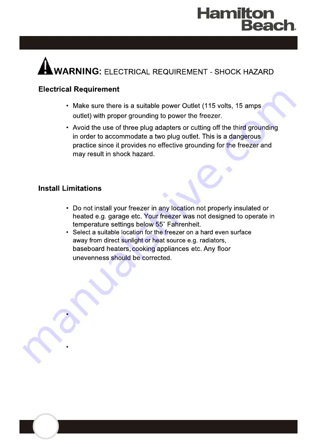 Hamilton Beach HBFRF510 Owner'S Manual Download Page 7