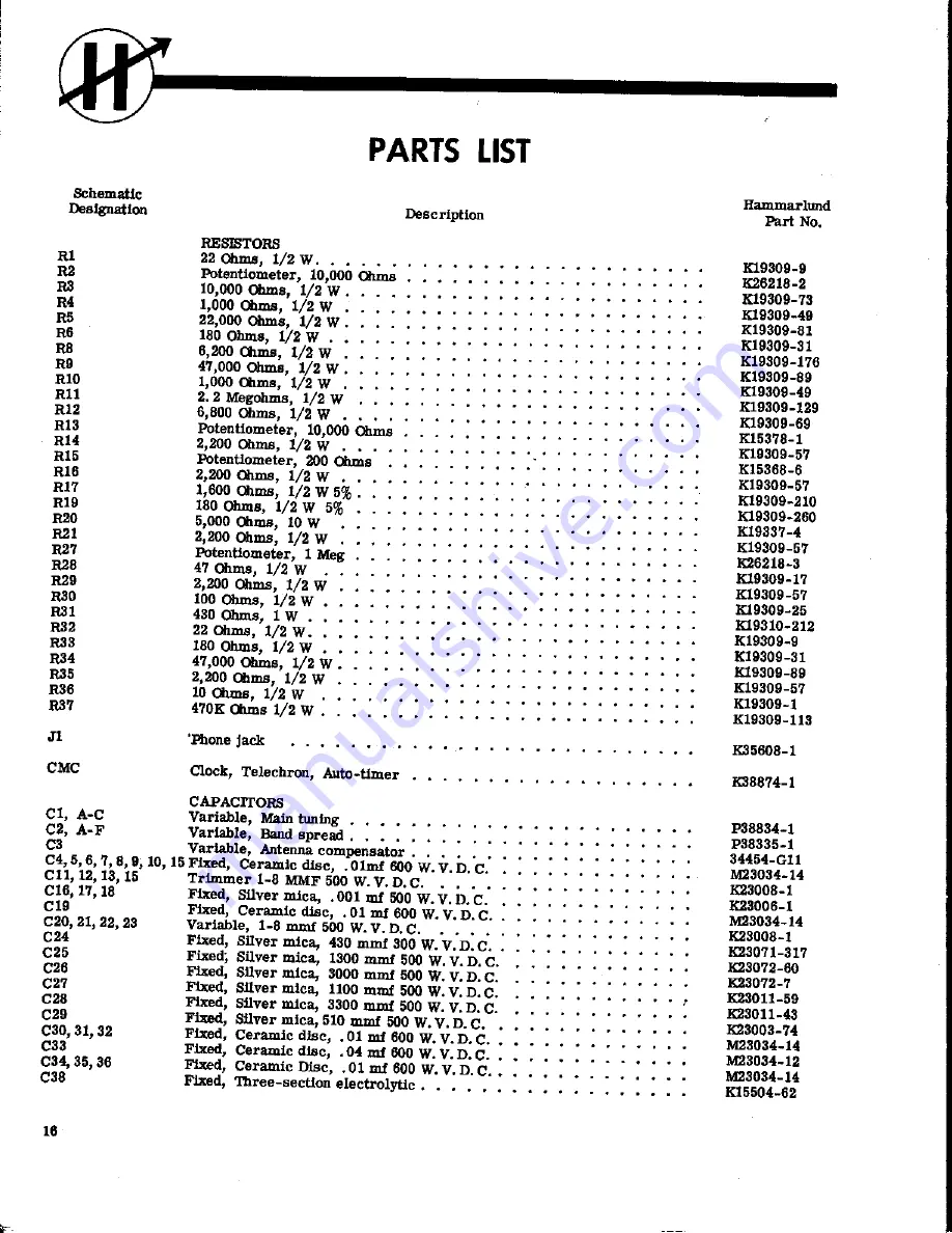 Hammarlund HQ-100 Service Manual Download Page 18