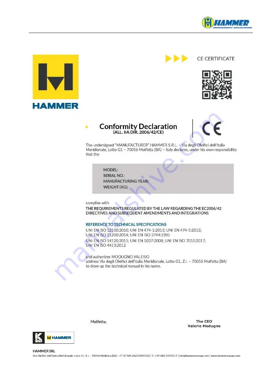 Hammer FR 15 Operation And Maintenance Manual Download Page 4