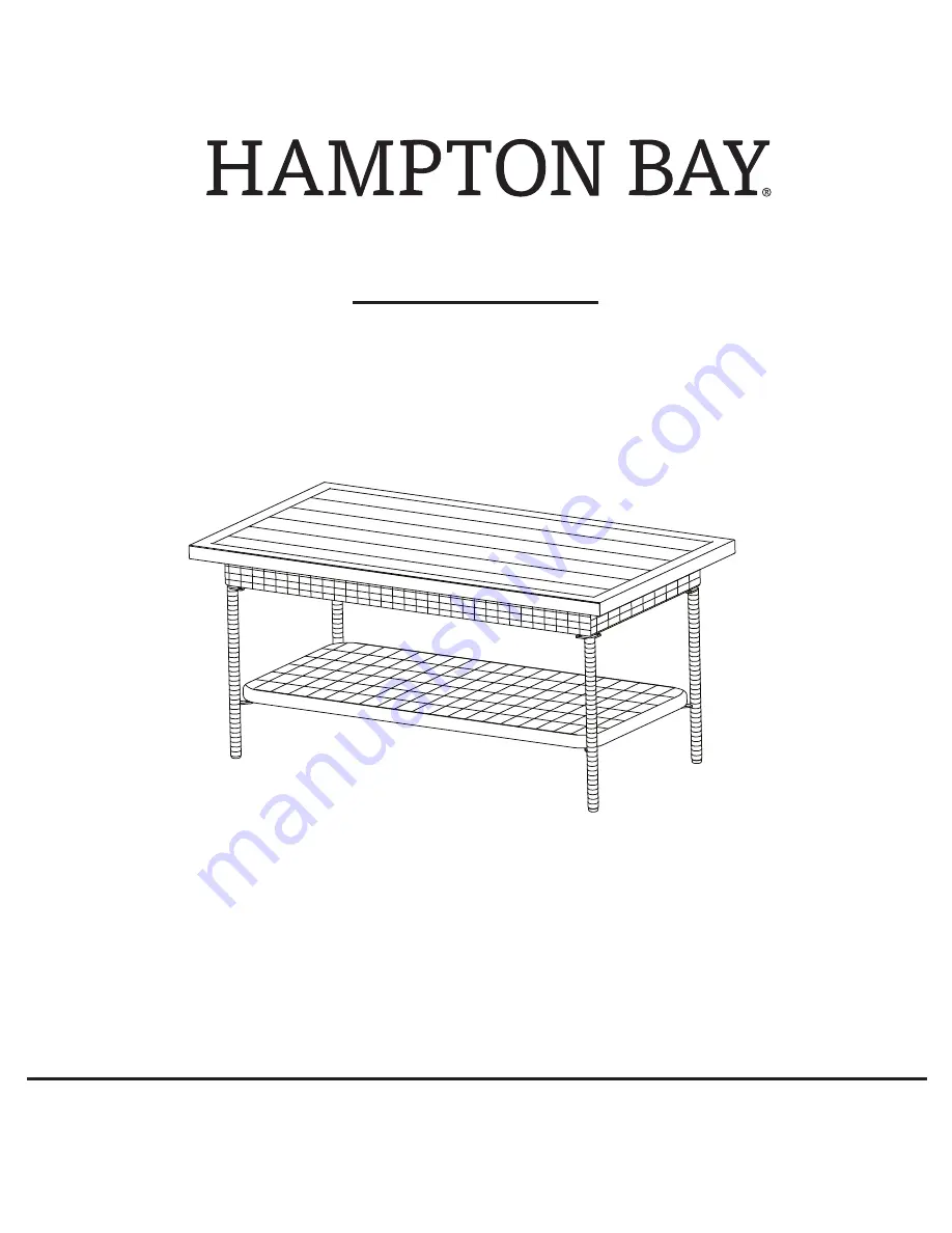 HAMPTON BAY BEACON PARK STEEL WICKER COFFEE TABLE WITH SLAT TOP FWS80486 Use And Care Manual Download Page 1