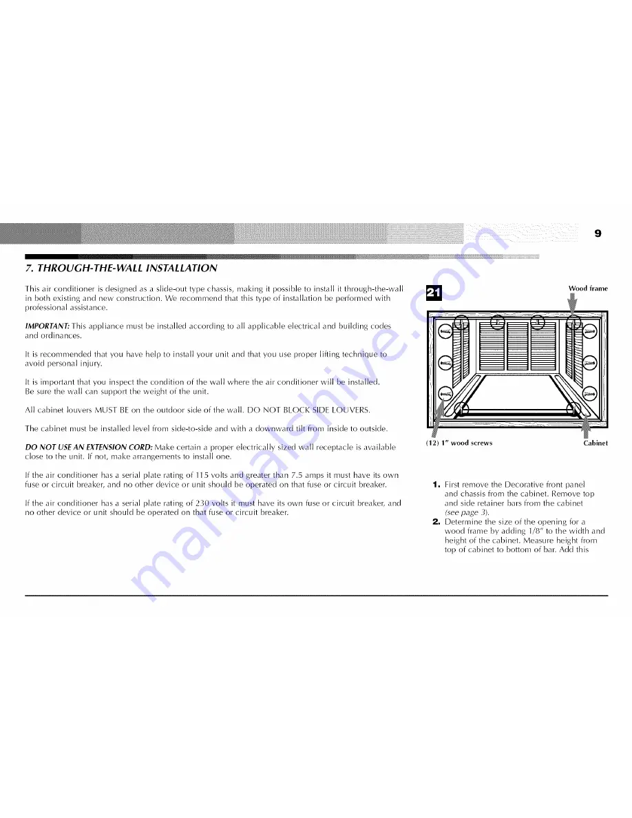 HAMPTON BAY Room Air Conditioners s Installation & Operation Manual Download Page 10