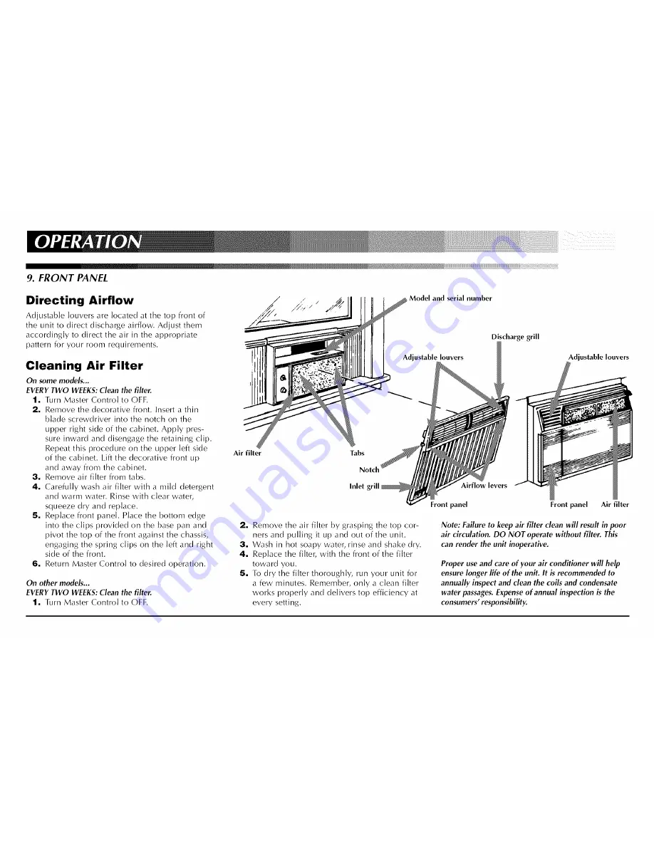 HAMPTON BAY Room Air Conditioners s Installation & Operation Manual Download Page 13