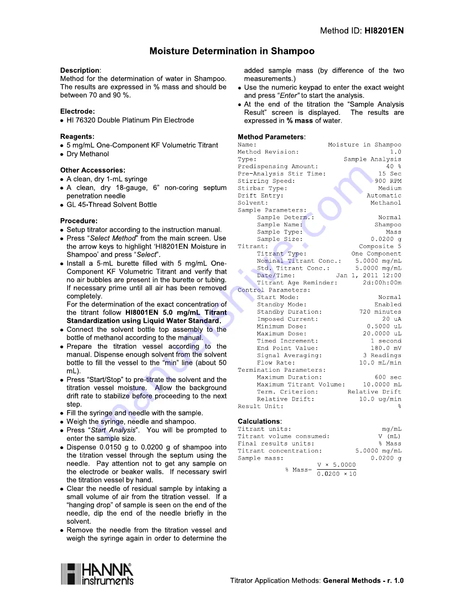 Hanna Instruments HI 903 Quick Start Manual Download Page 185