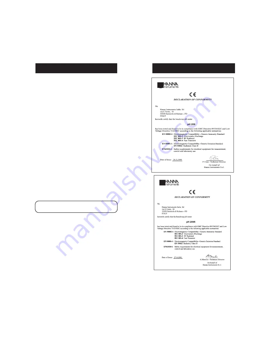 Hanna Instruments pH 209 Instruction Manual Download Page 12