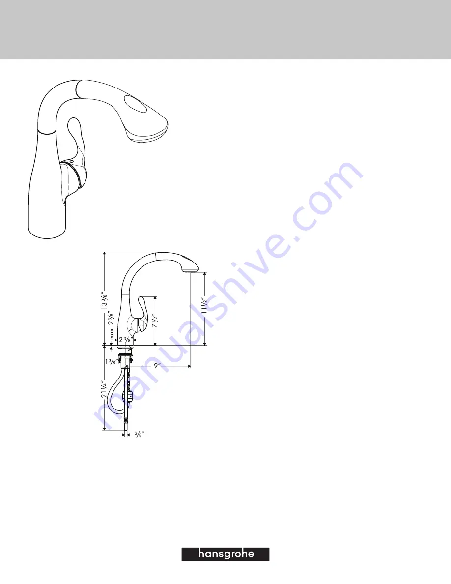 Hans Grohe Allegro E Pull-Out Kitchen Faucet 06461XX0 Specification Sheet Download Page 1