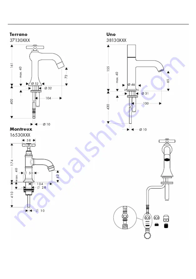 Hans Grohe AXOR Montreux 16530 Series Assembly Instructions Manual Download Page 8