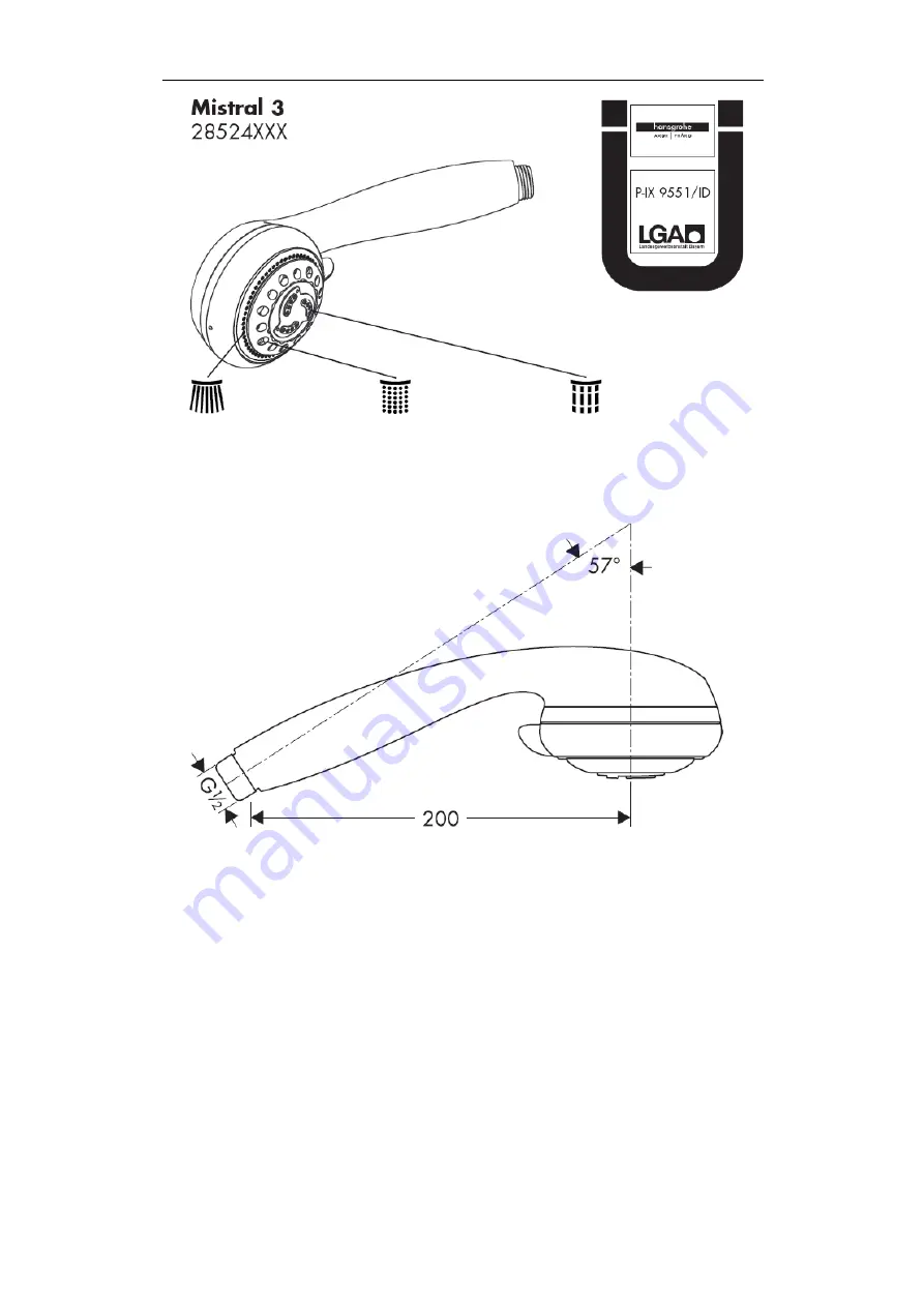 Hans Grohe Mistral 3 28524 Series Assembly Instructions Manual Download Page 3