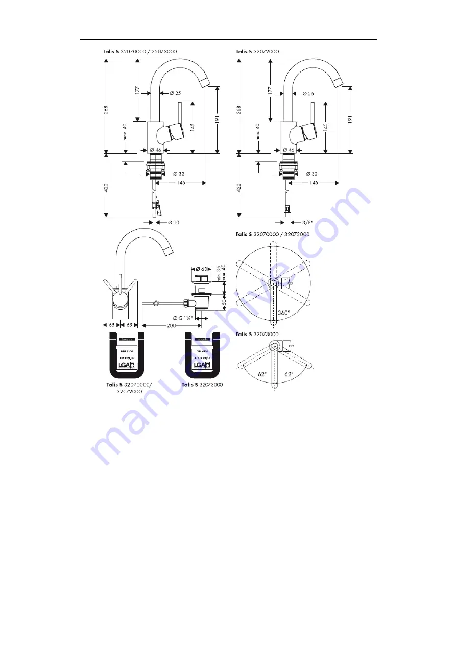 Hans Grohe Talis S 32070000 Assembly Instructions Manual Download Page 18