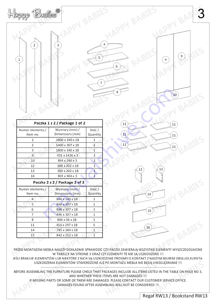 Happy Babies HAPPY RW13 Assembly Instructions Manual Download Page 3