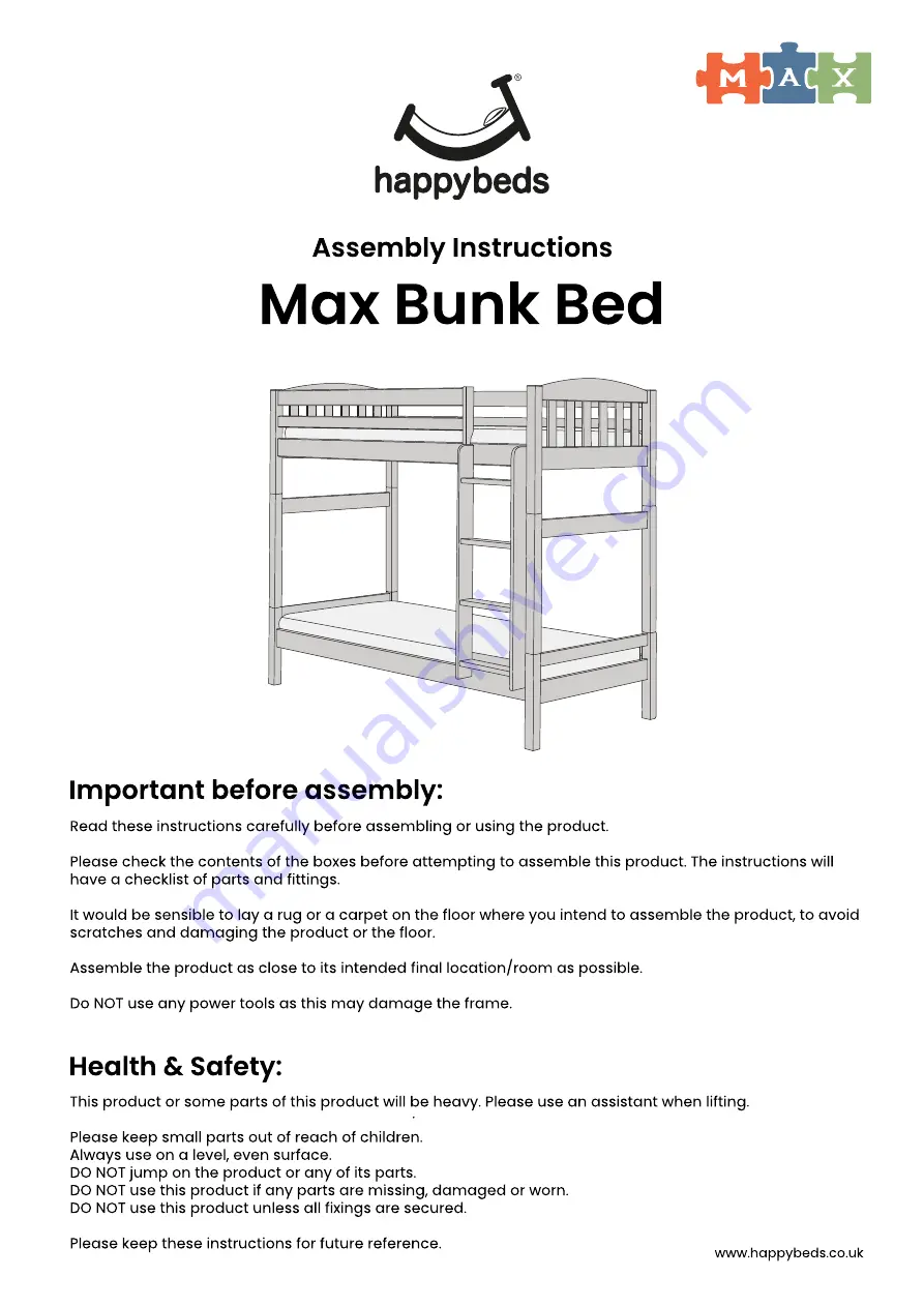 Happybeds Max Bunk Bed Скачать руководство пользователя страница 1