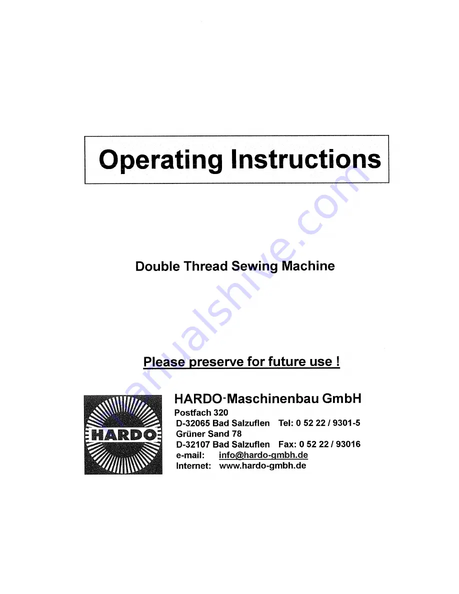 Hardo DN ST 90 Operating Instructions Manual Download Page 1