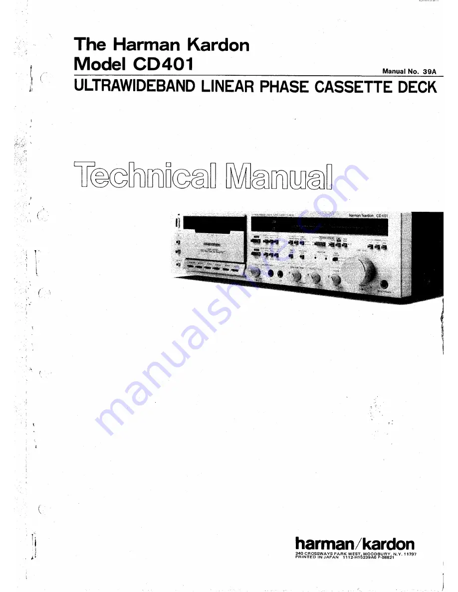 Harman Kardon CD401 Technical Manual Download Page 1