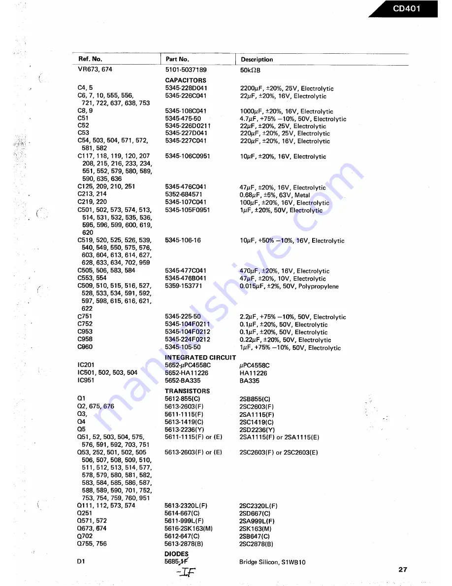 Harman Kardon CD401 Technical Manual Download Page 35