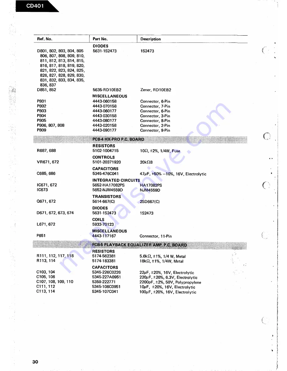 Harman Kardon CD401 Technical Manual Download Page 38