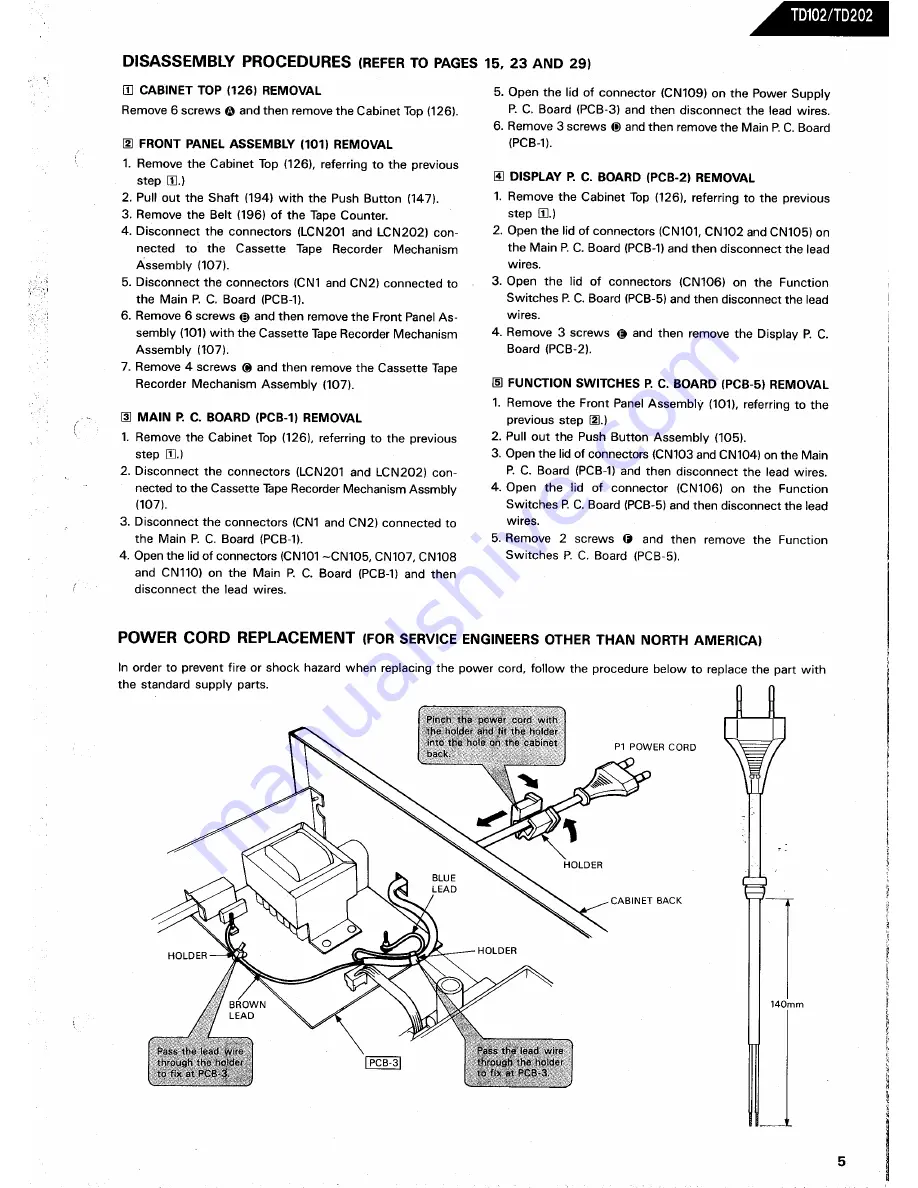 Harman Kardon TD102 Technical Manual Download Page 5