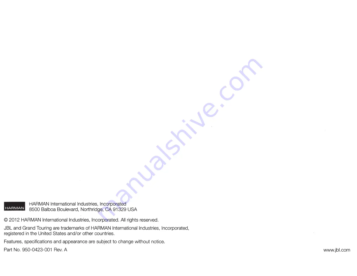 Harman JBL GTO 329 Owner'S Manual Download Page 15