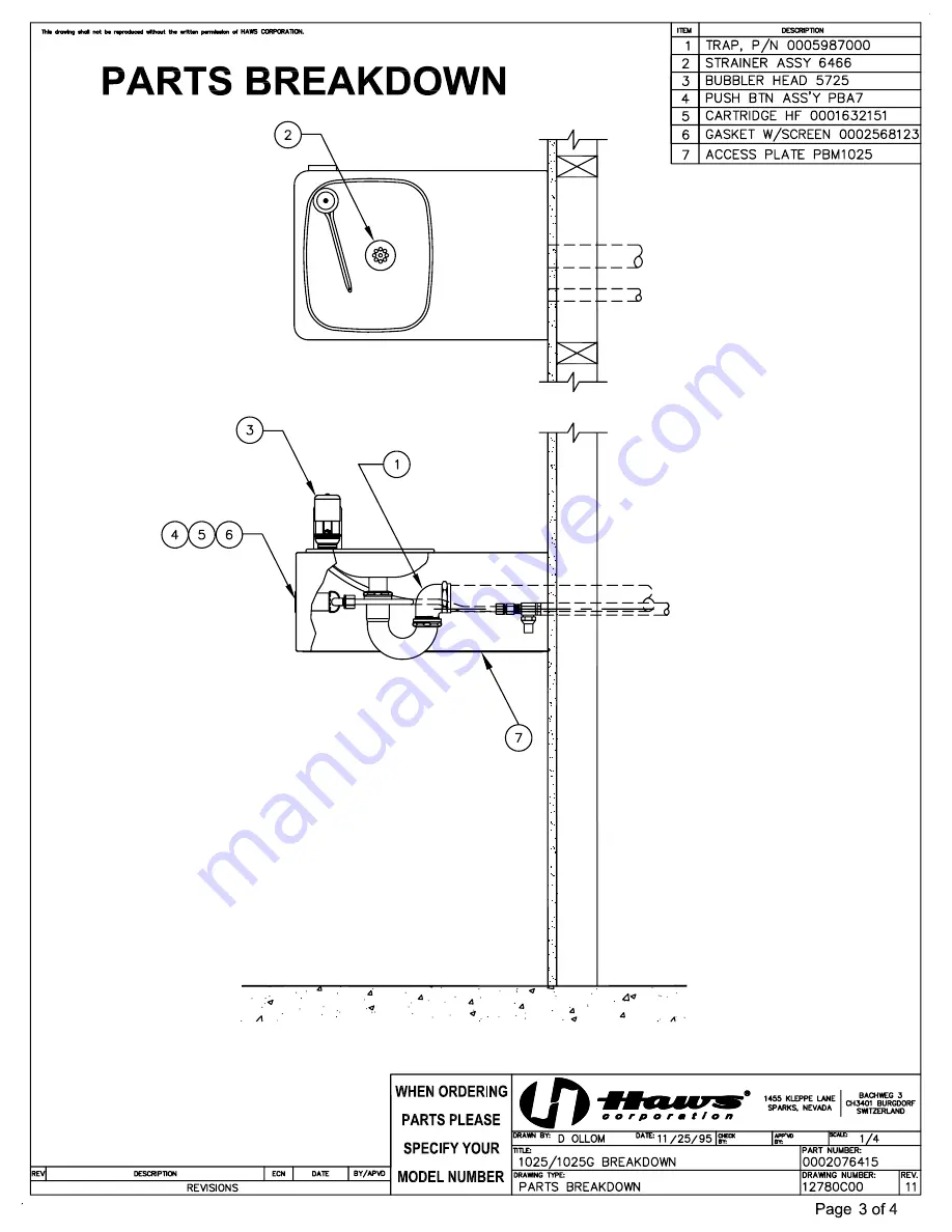 Haws 1025 Installation, Operation & Maintenance Instructions Manual Download Page 5