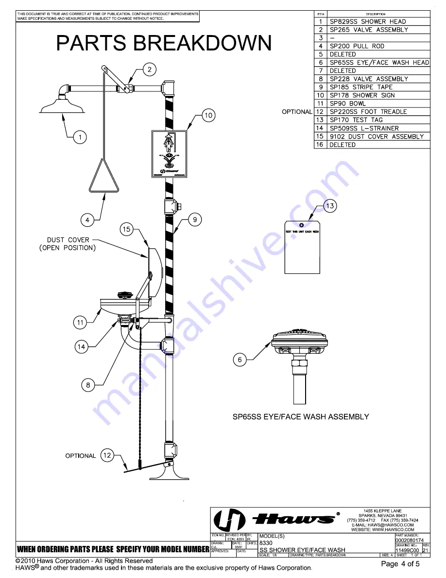 Haws 8330 Скачать руководство пользователя страница 4