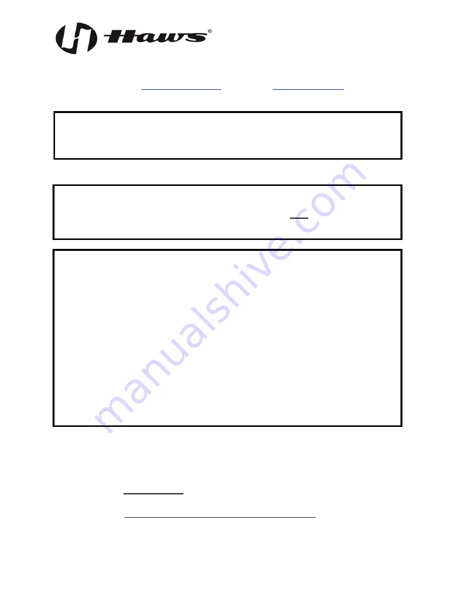 Haws TWBS.EW.H Installation, Operation & Maintenance Instructions Manual Download Page 1