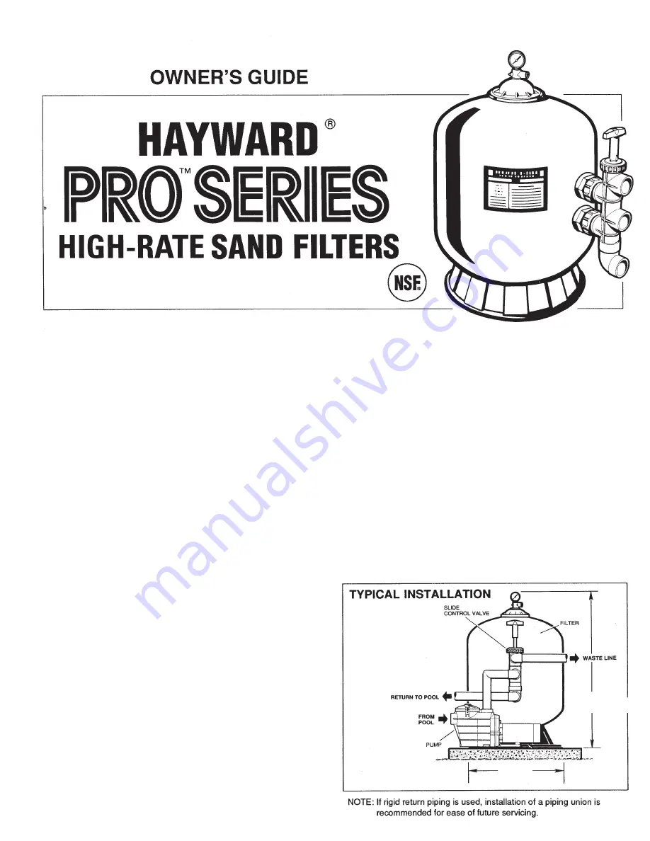 Hayward S210SV Скачать руководство пользователя страница 1