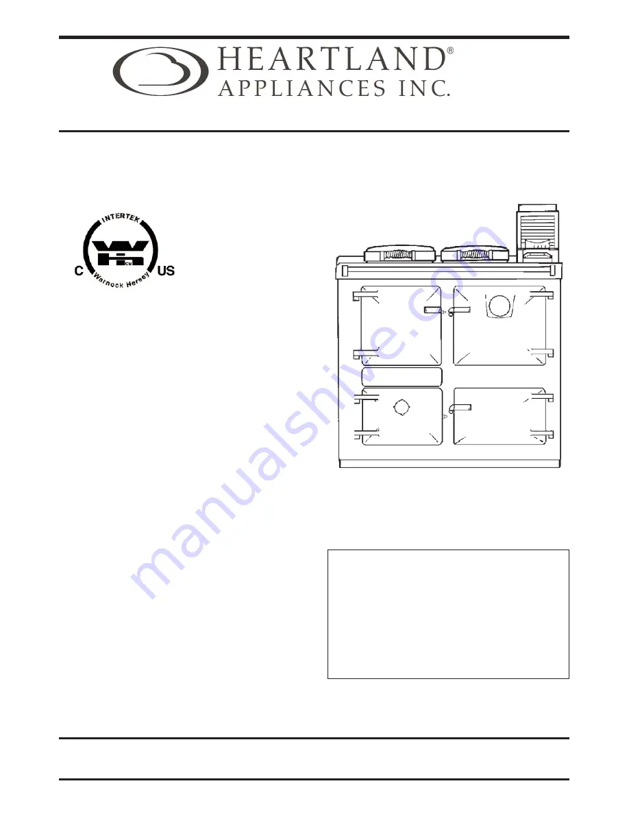 Heartland HL-Artisan Installation And Operating Instructions Manual Download Page 1