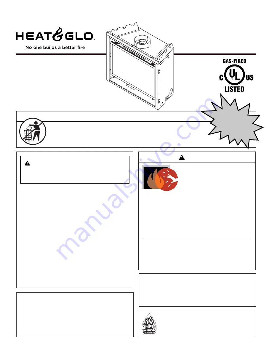 Heat & Glo 8000TV-OAK Owner'S Manual Download Page 1