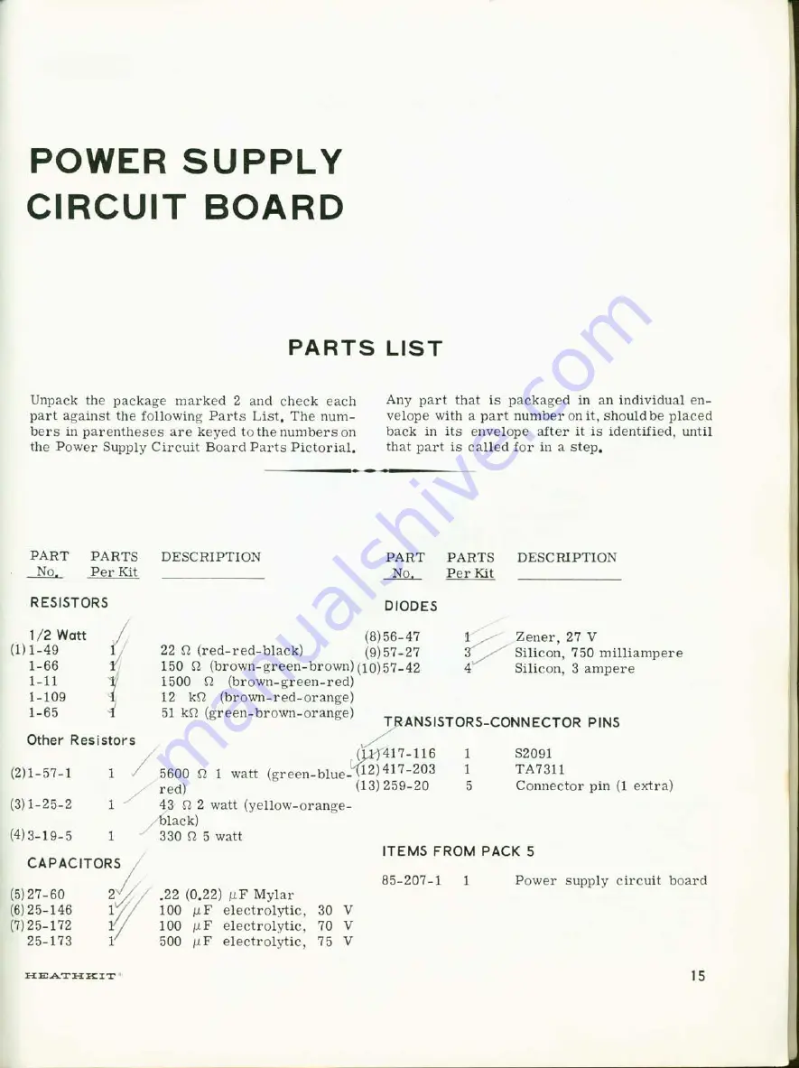 Heathkit AA-15 Assembly Manual Download Page 15