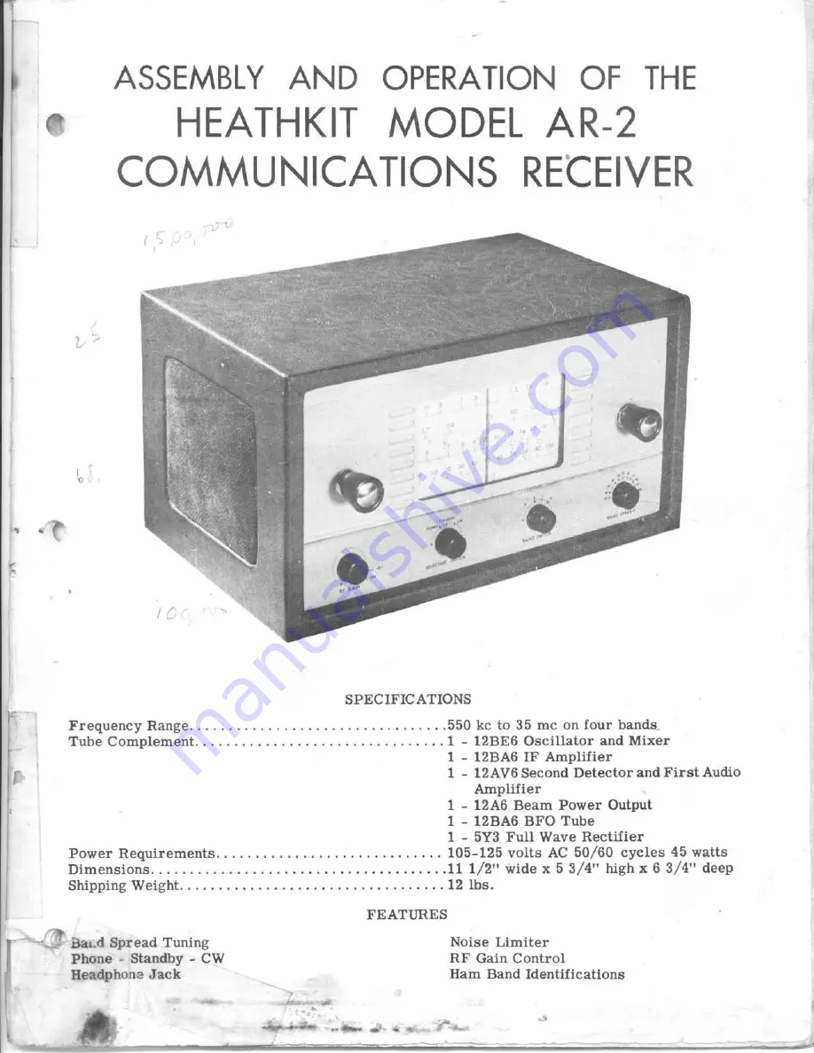 Heathkit AR-2 Скачать руководство пользователя страница 1