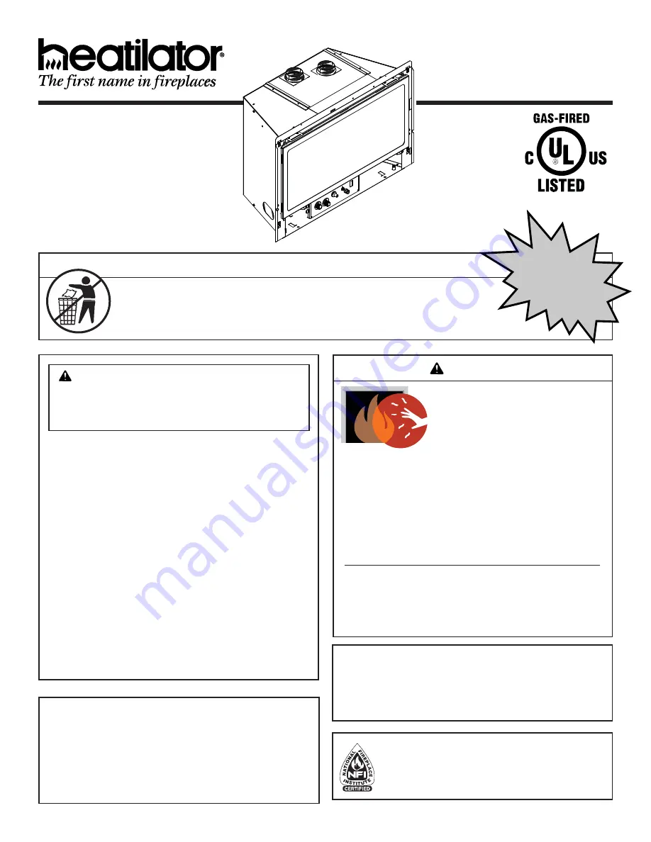 Heatiator ADI60S Owner'S Manual Download Page 1