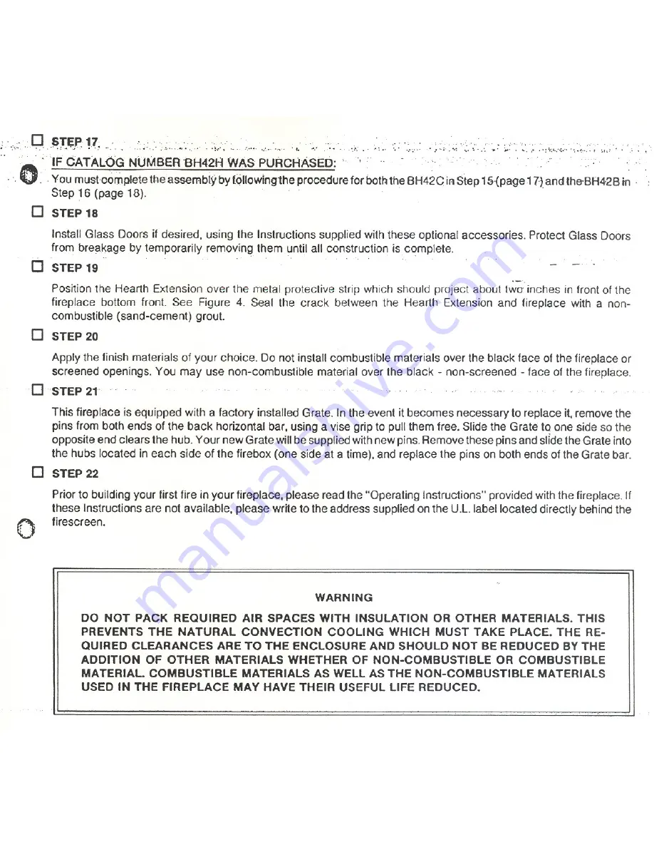 Heatiator BH42A Installation Instructions Manual Download Page 18