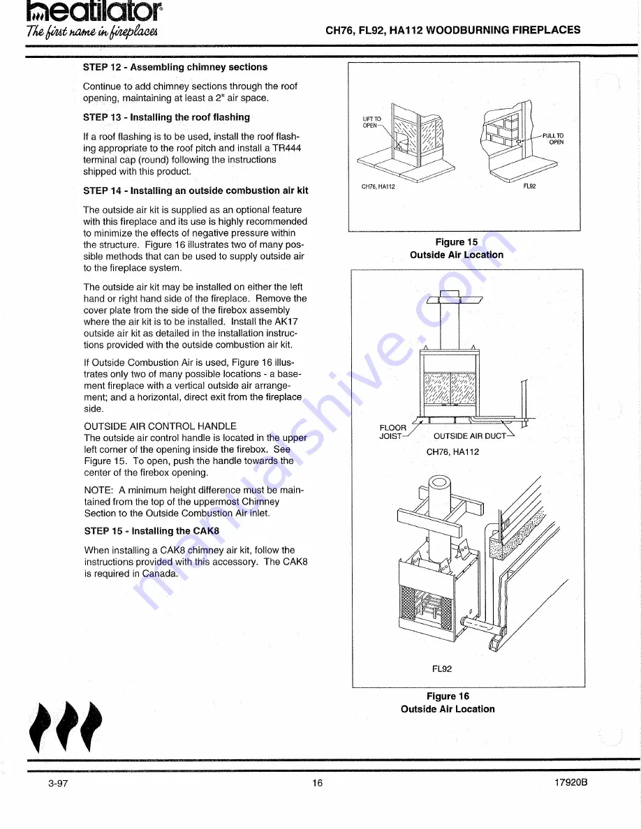 Heatiator CH76 Installation & Operation Manual Download Page 12