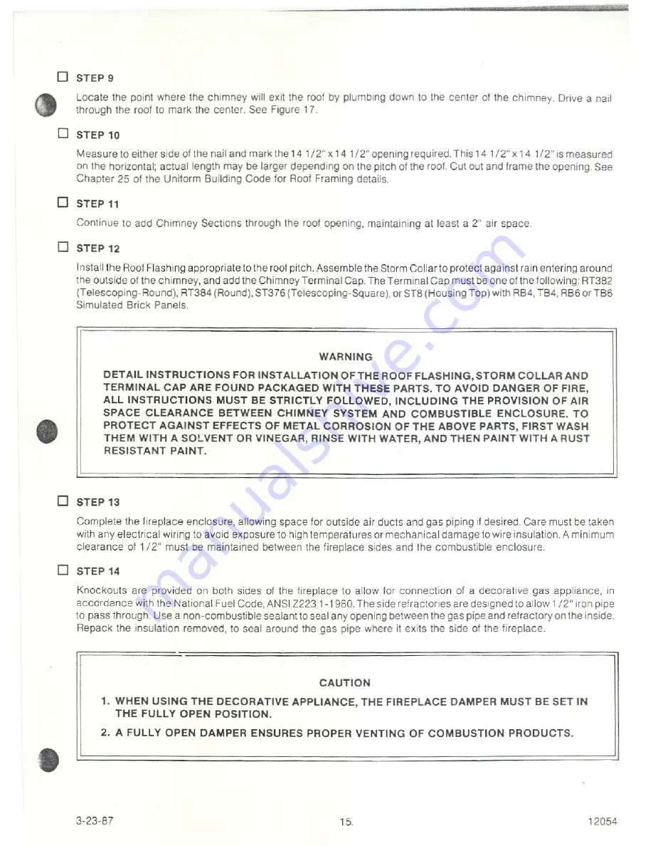 Heatiator HD36B Installation & Operation Manual Download Page 15