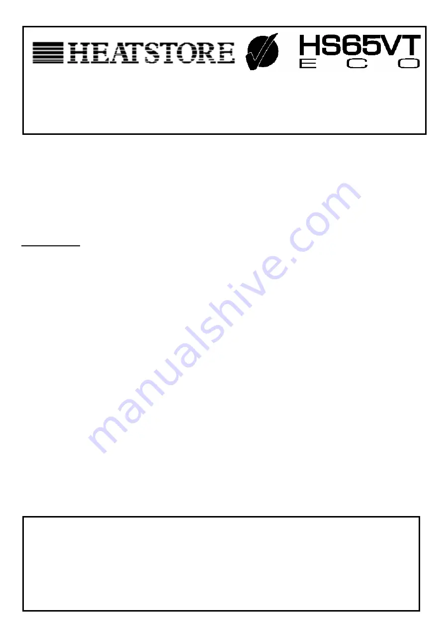 Heatstore HS65VT-Eco Installation Instructions Manual Download Page 1