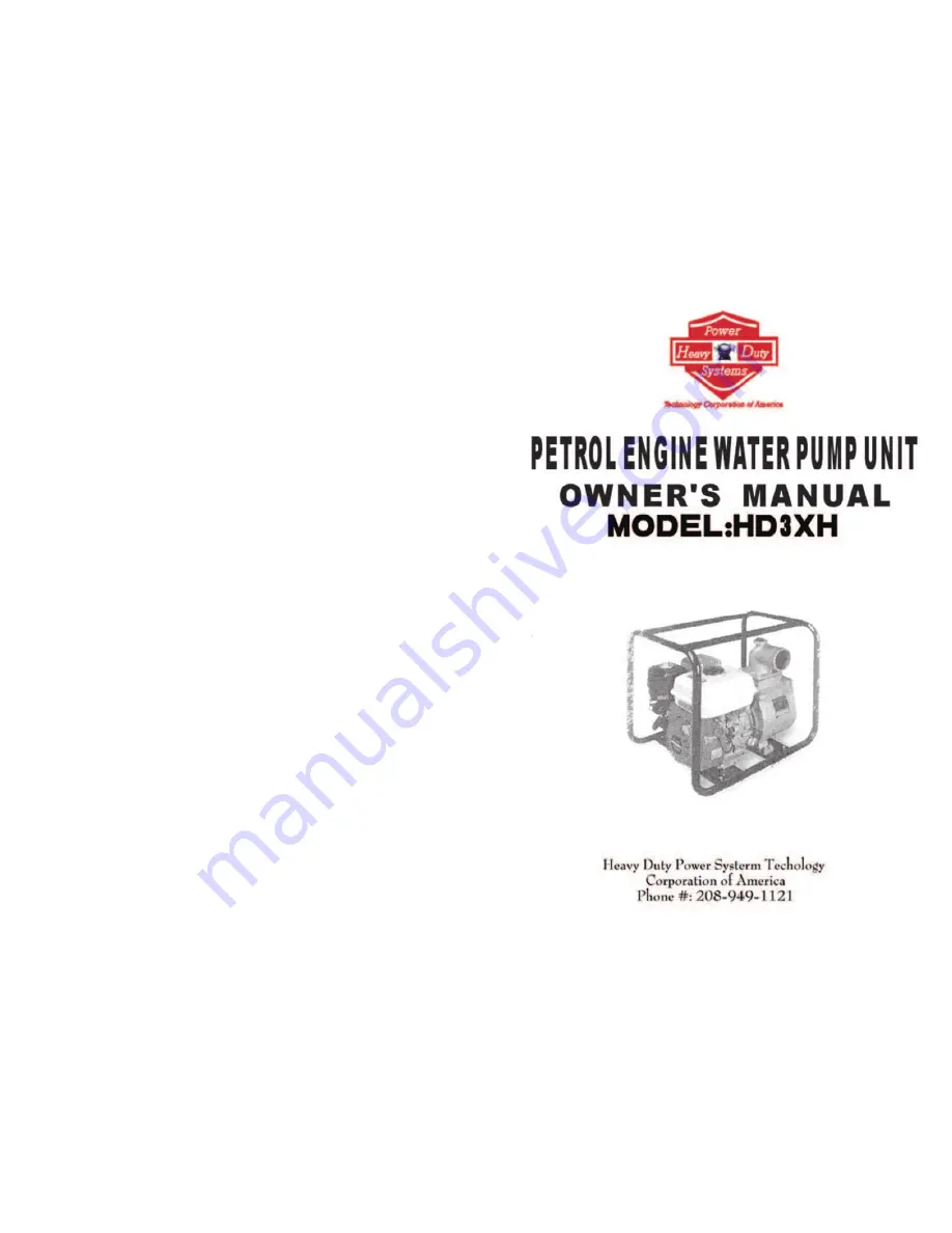 Heavy Duty Power Systems HD3XH Owner'S Manual Download Page 1