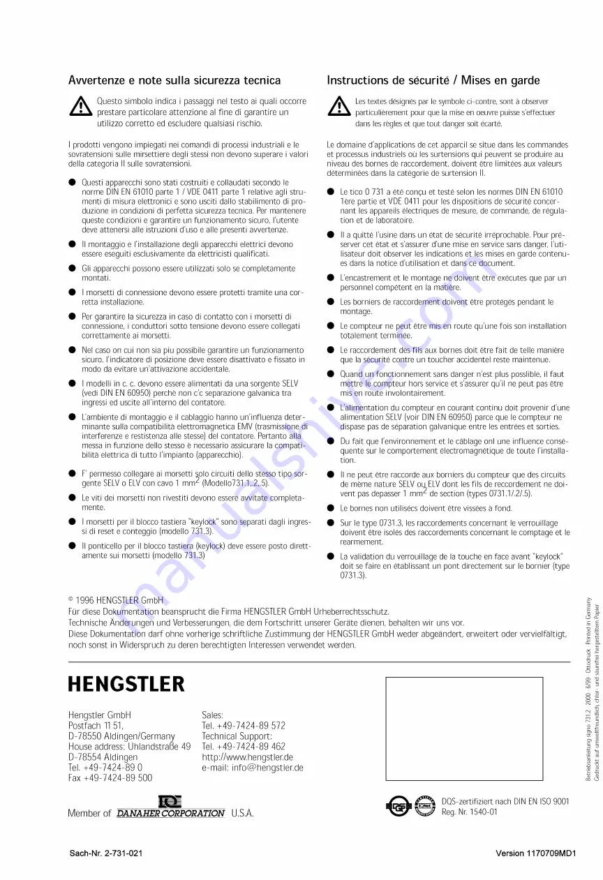 Hengstler tico 731.2 Operating Instructions Manual Download Page 6