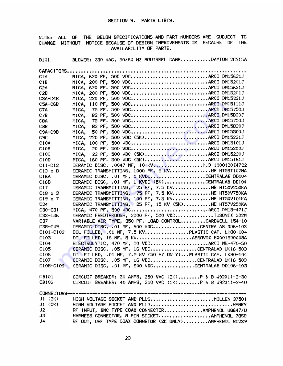 Henry Radio 3K Classic Mark II Operating And Maintenance Manual Download Page 32