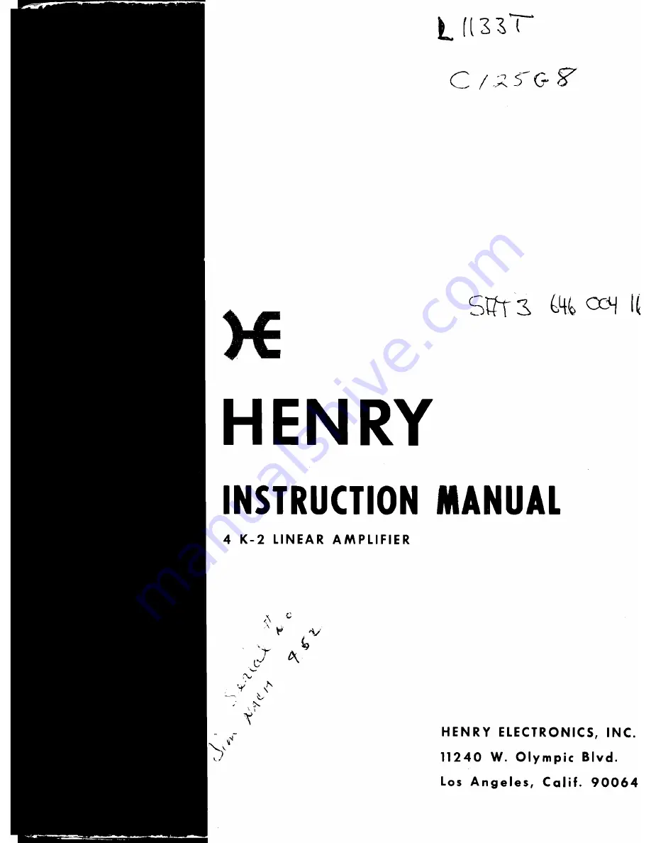 HENRY 4 K-2 Instruction Manual Download Page 1