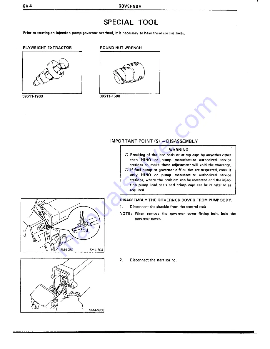 Hino Motors W04C-T Workshop Manual Download Page 170