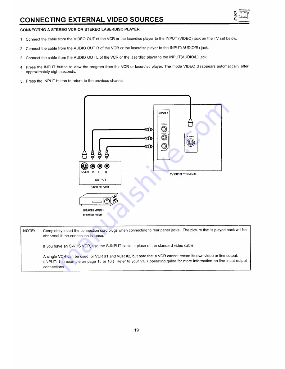 Hitachi 32FX41B, 32UX51B, 36FX42B, 36UX52B, 36CX35B Operating Manual Download Page 19