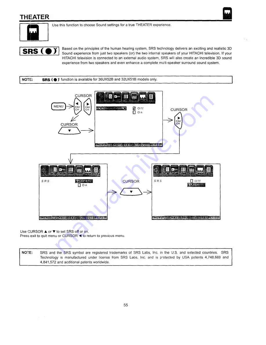 Hitachi 32FX41B, 32UX51B, 36FX42B, 36UX52B, 36CX35B Скачать руководство пользователя страница 55