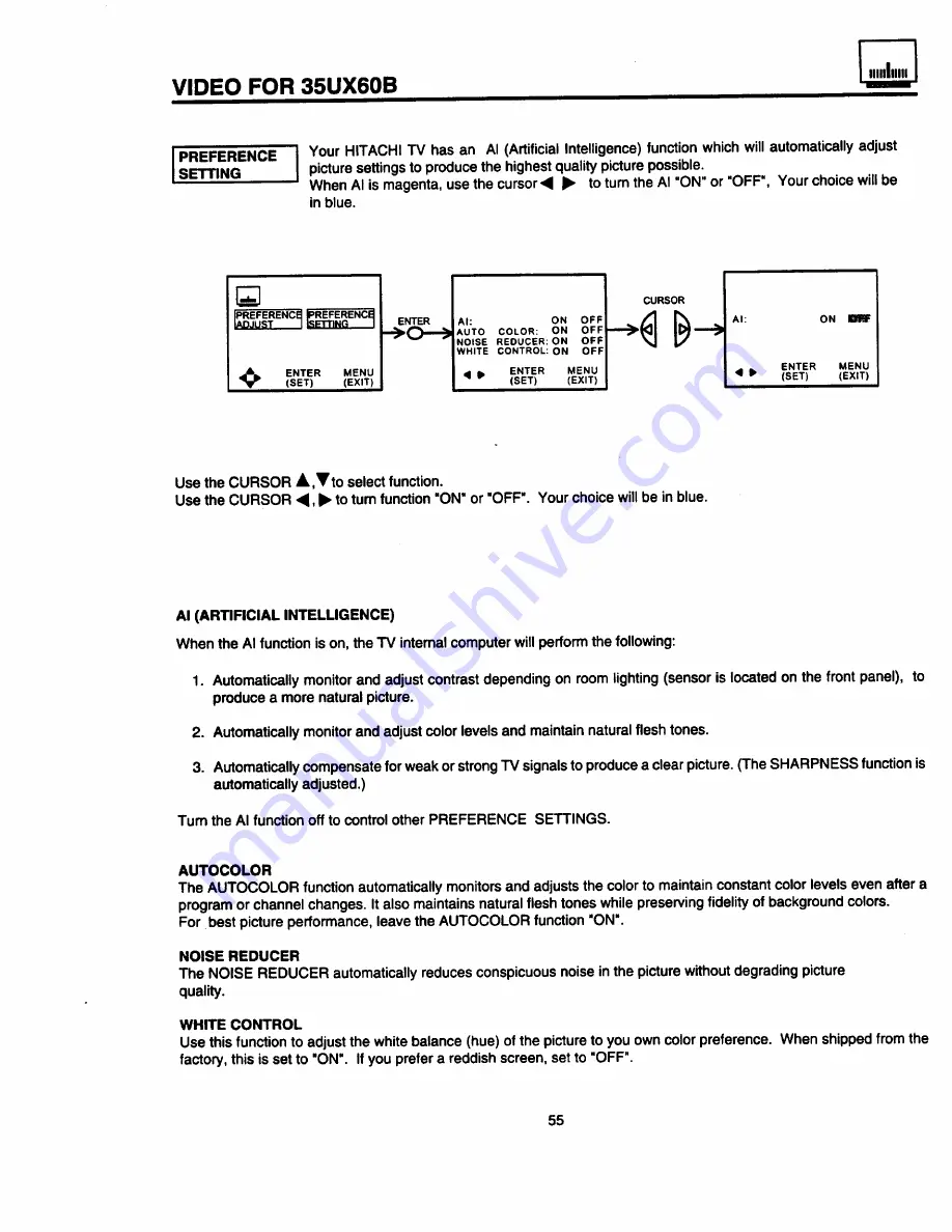 Hitachi 46UX24B Operating Manual Download Page 55