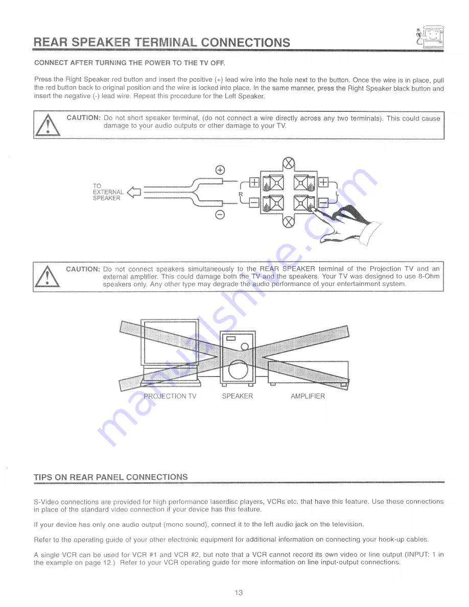 Hitachi 46UX50B Operating Manual Download Page 13