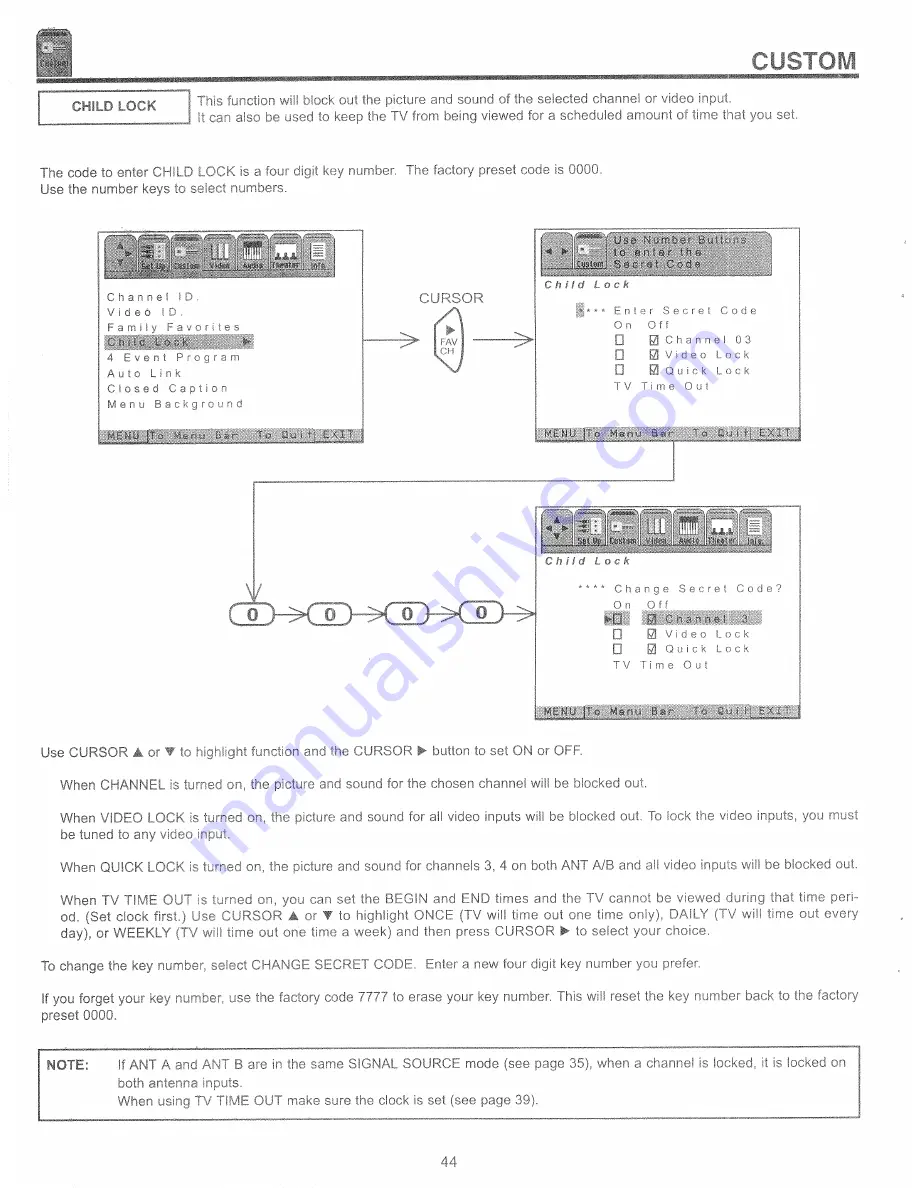 Hitachi 46UX50B Operating Manual Download Page 44