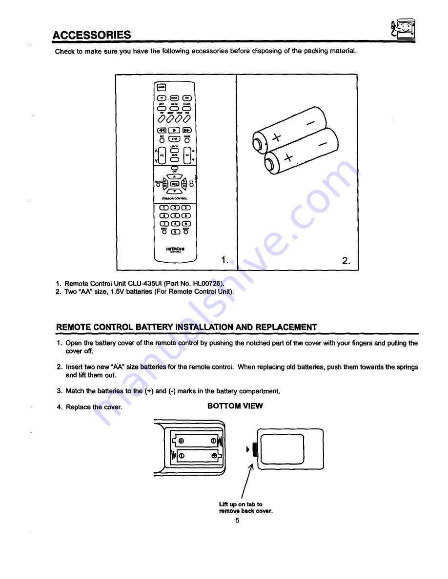 Hitachi 50GX49B Operating Manual Download Page 5