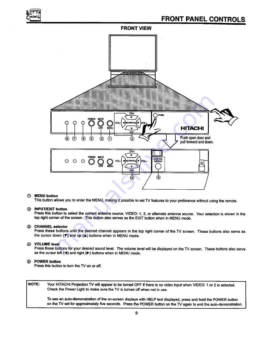 Hitachi 50GX49B Operating Manual Download Page 8